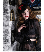 Hell Bunny Black Sheer Gibson Girl Bow Blouse - Unique Vintage - Womens, TOPS, WOVEN TOPS