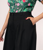 Hell Bunny Black Simone Trousers - Unique Vintage - Womens, BOTTOMS, PANTS