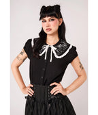 Hell Bunny Black Skeleton Dance Macabre Blouse - Unique Vintage - Blouses