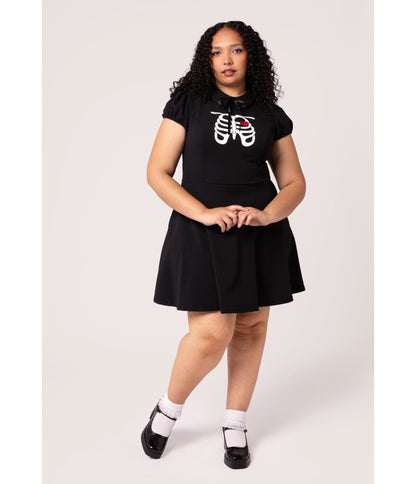 Hell Bunny Black Skeleton Girl Dress - Unique Vintage - Womens, DRESSES, FIT AND FLARE