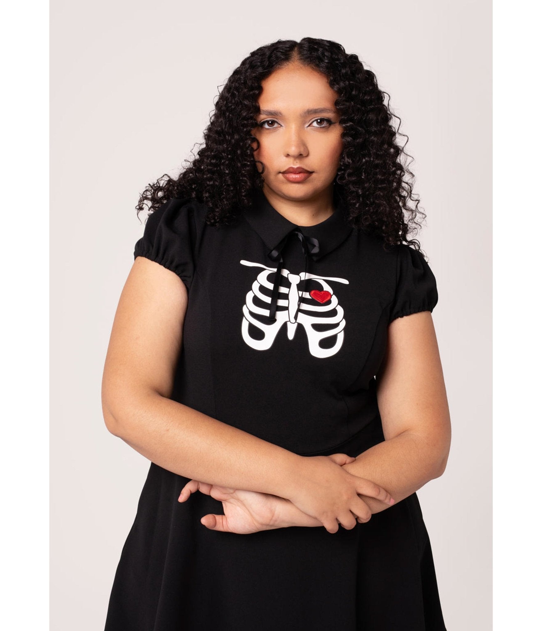 black dress skeleton Hell Bunny Black Skeleton Girl Dress – Unique Vintage