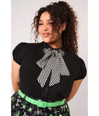 Hell Bunny Black Spiderweb Embroidered Millie Blouse - Unique Vintage - Womens, TOPS, WOVEN TOPS