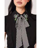 Hell Bunny Black Spiderweb Embroidered Millie Blouse - Unique Vintage - Womens, TOPS, WOVEN TOPS