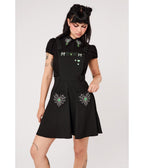 Hell Bunny Black Spiderweb Embroidered Millie Pinafore Dress - Unique Vintage - Womens, DRESSES, MIDI
