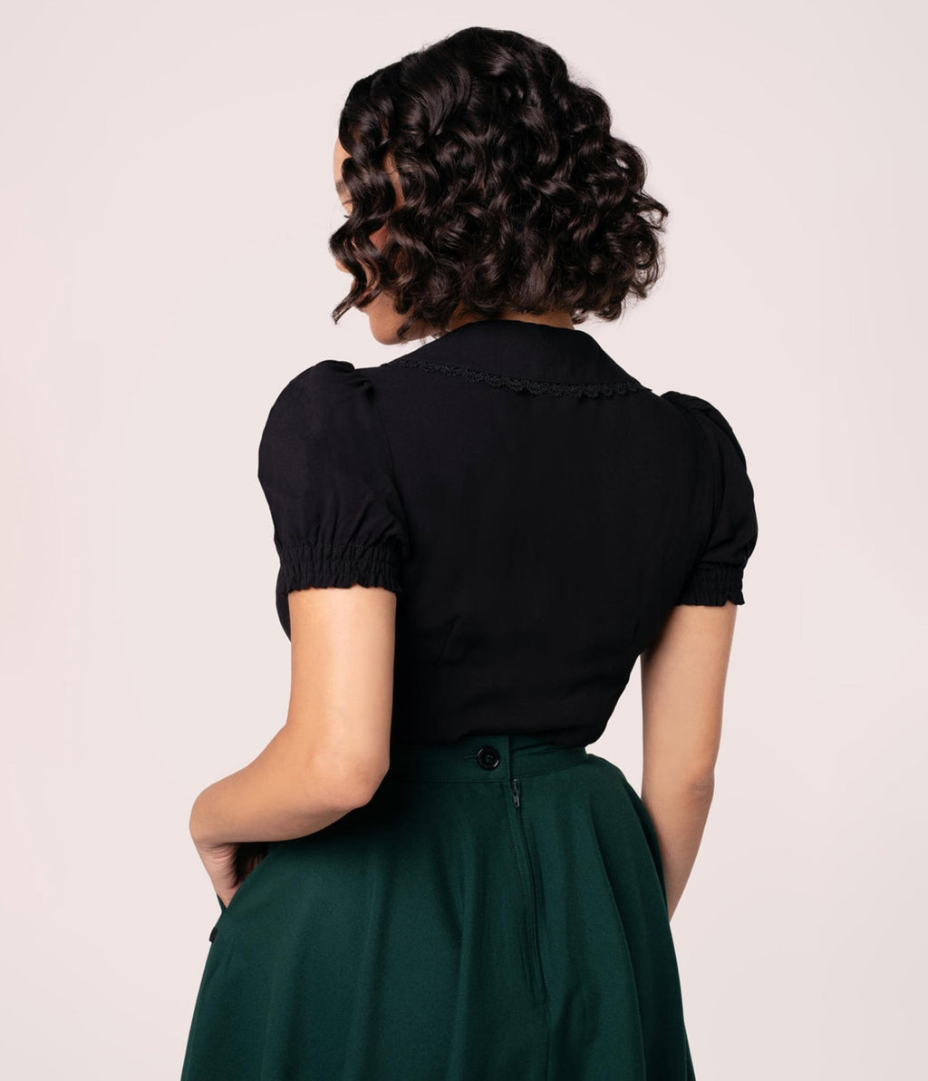 Hell Bunny Black Squirrel Blouse - Unique Vintage - Womens, TOPS, WOVEN TOPS