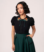 Hell Bunny Black Squirrel Blouse - Unique Vintage - Womens, TOPS, WOVEN TOPS