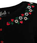 Hell Bunny Black Strawberry Francois Cardigan - Unique Vintage - Womens, TOPS, SWEATERS