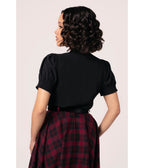 Hell Bunny Black Turner Bow Blouse - Unique Vintage - Womens, TOPS, KNIT TOPS