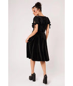 Hell Bunny Black Velvet Disenchanted Swing Dress - Unique Vintage - Swing Dresses