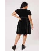Hell Bunny Black Velvet Marla Dress - Unique Vintage - Swing Dress