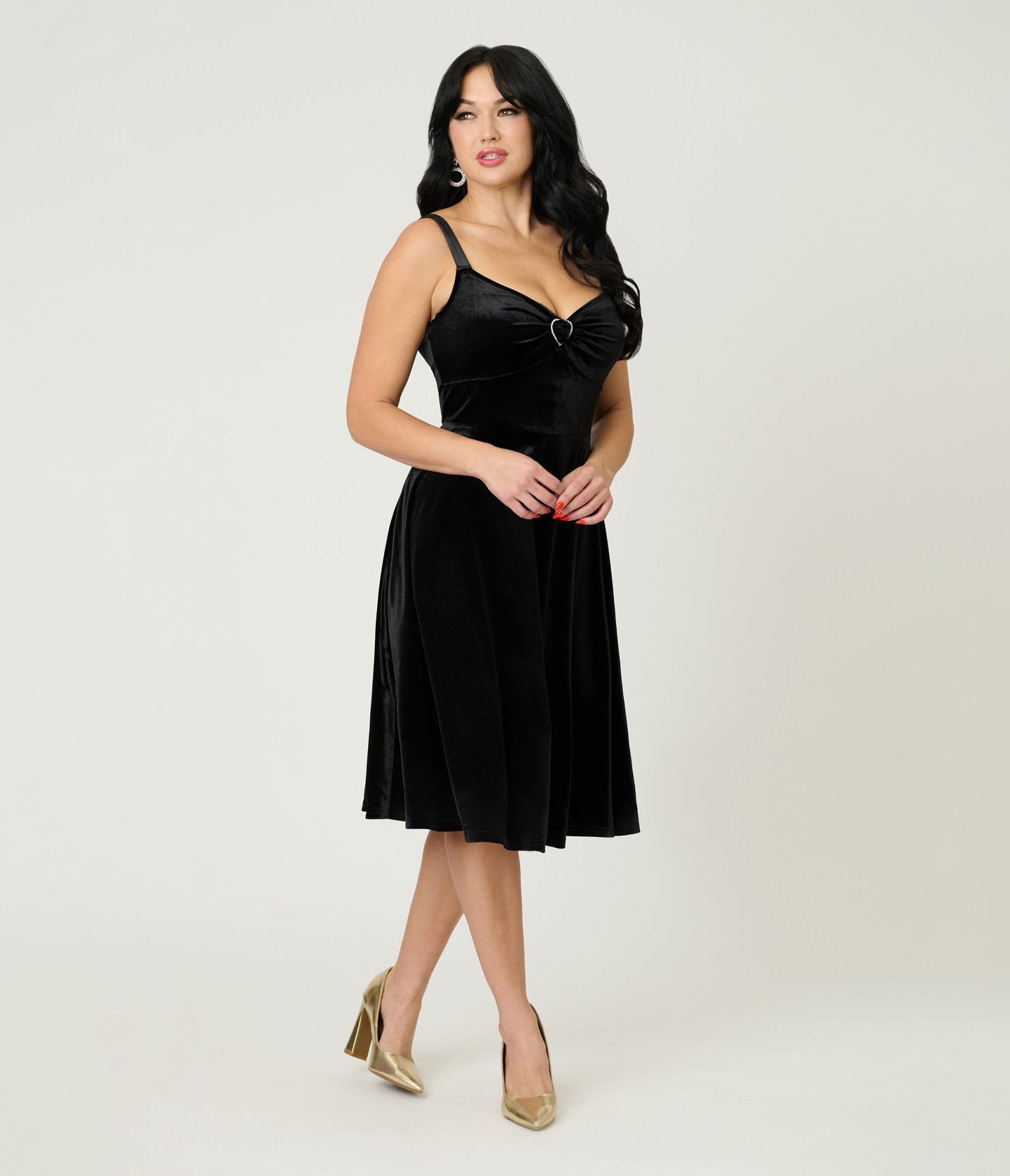 sachin and babi light blue dress Hell Bunny Black Velvet Swing Dress – Unique Vintage
