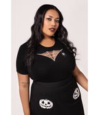 Hell Bunny Black & White Cobweb Cutout Top - Unique Vintage - Womens, TOPS, WOVEN TOPS