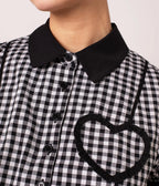 Hell Bunny Black & White Gingham Mel Cropped Blouse - Unique Vintage - Womens, TOPS, SHIRTS