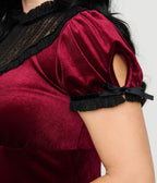 Hell Bunny Burgundy Velvet Mourning Mini Dress - Unique Vintage - Womens, DRESSES, FIT AND FLARE