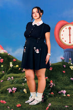 Hell Bunny Care Bears Black Love - A - Lot Pinafore Skirt - Unique Vintage - Womens, BOTTOMS, ROMPERS AND JUMPSUITS