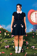 Hell Bunny Care Bears Black Love - A - Lot Pinafore Skirt - Unique Vintage - Womens, BOTTOMS, ROMPERS AND JUMPSUITS