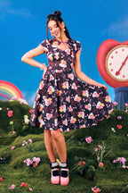 Hell Bunny Care Bears Tenderheart Cotton Flare Dress - Unique Vintage - Womens, DRESSES, SWING