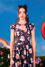 Hell Bunny Care Bears Tenderheart Cotton Flare Dress - Unique Vintage - Womens, DRESSES, SWING