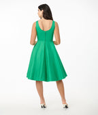 Hell Bunny Green Heidi Cotton Swing Dress - Unique Vintage - Womens, DRESSES, SWING