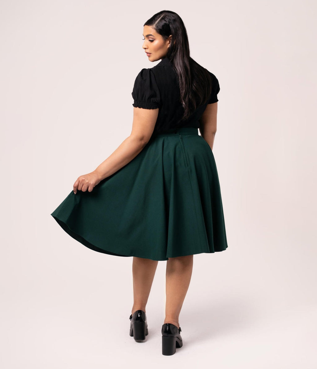 Hell Bunny Green Jessica Swing Skirt - Unique Vintage - Womens, BOTTOMS, SKIRTS