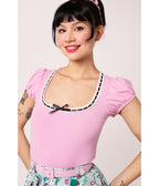 Hell Bunny Light Pink Gracie Top - Unique Vintage - Womens, TOPS, SHIRTS