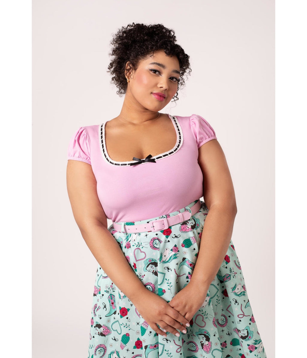 Hell Bunny Light Pink Gracie Top - Unique Vintage - Womens, TOPS, SHIRTS