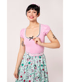 Hell Bunny Light Pink Gracie Top - Unique Vintage - Womens, TOPS, SHIRTS