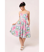 Hell Bunny Pink Floral Patchwork Swing Dress - Unique Vintage - Womens, DRESSES, SWING