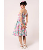 Hell Bunny Pink Floral Patchwork Swing Dress - Unique Vintage - Womens, DRESSES, SWING