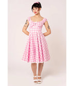 Hell Bunny Pink Gingham Swing Dress - Unique Vintage - Womens, DRESSES, SWING