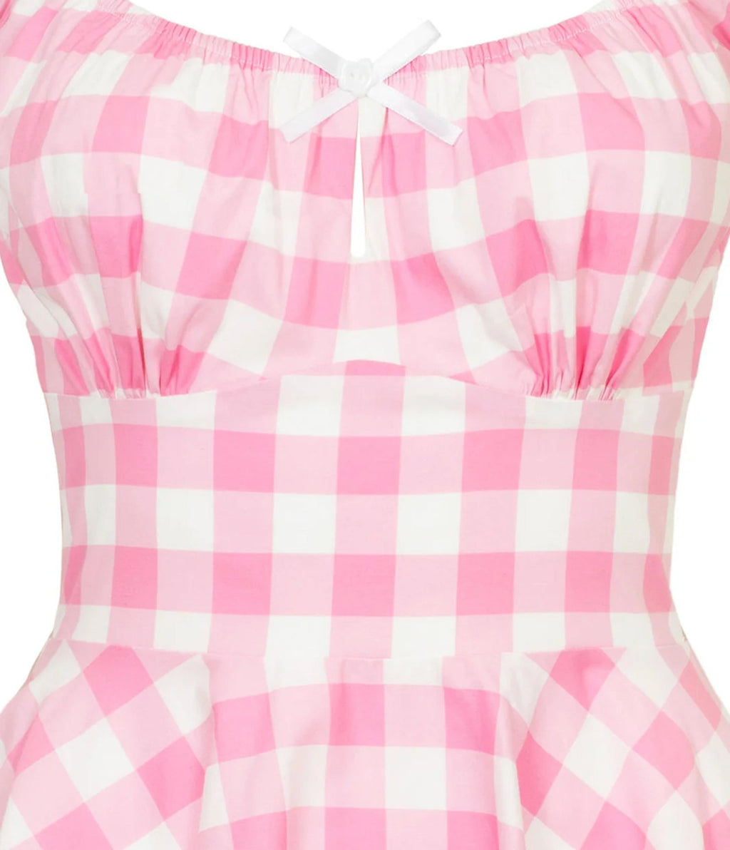 Hell Bunny Pink Gingham Swing Dress - Unique Vintage - Womens, DRESSES, SWING