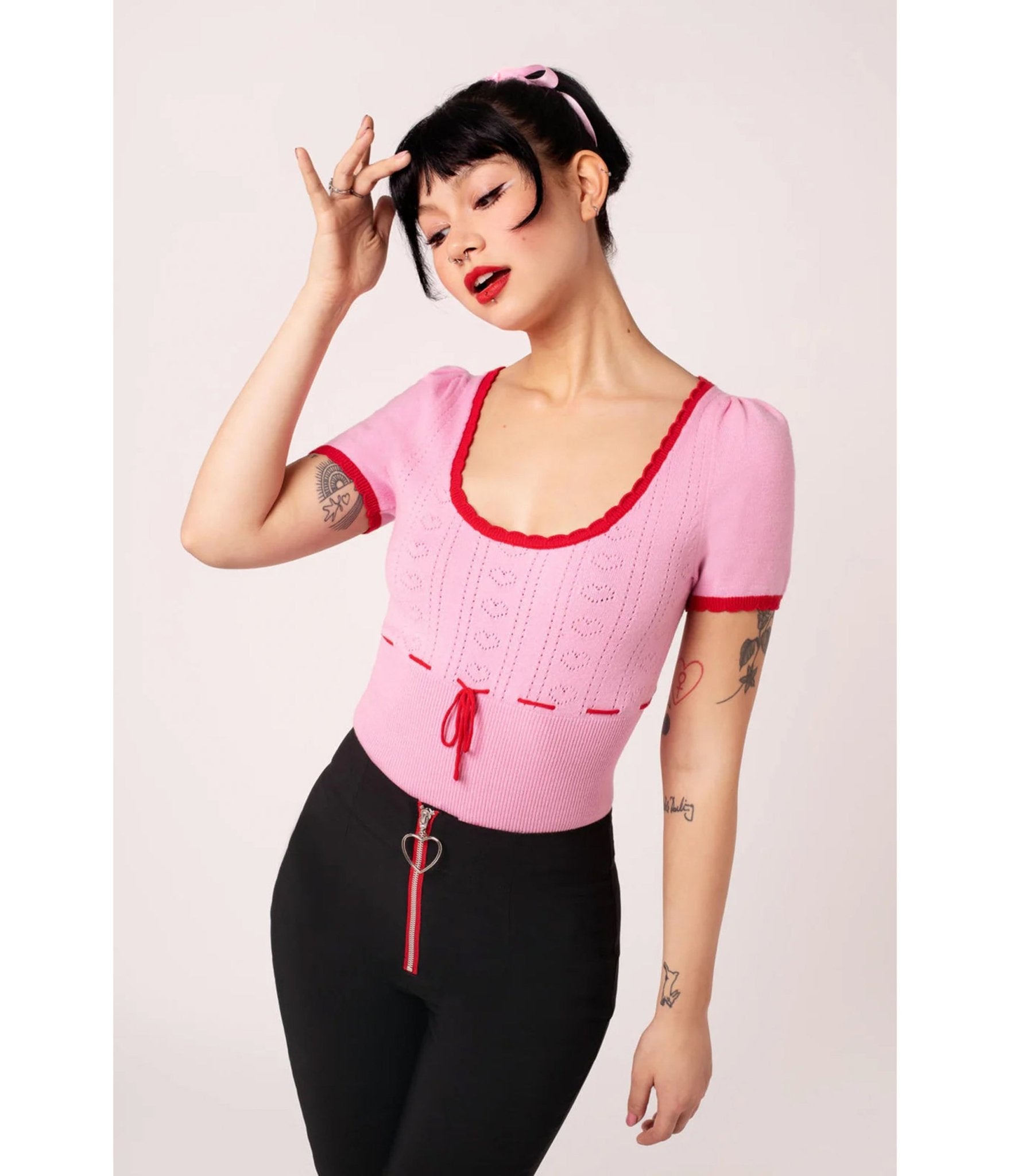 Hell Bunny Pink Hannah Top - Unique Vintage - Womens, TOPS, SHIRTS