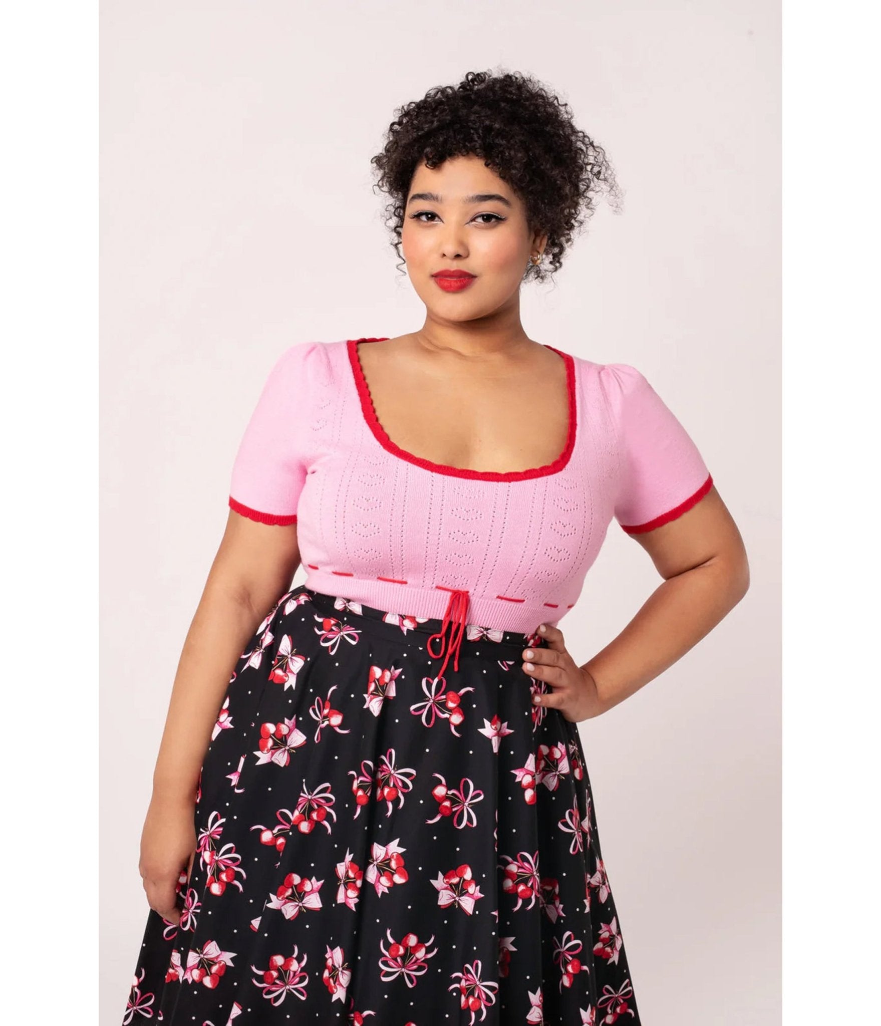 Hell Bunny Pink Hannah Top - Unique Vintage - Womens, TOPS, SHIRTS