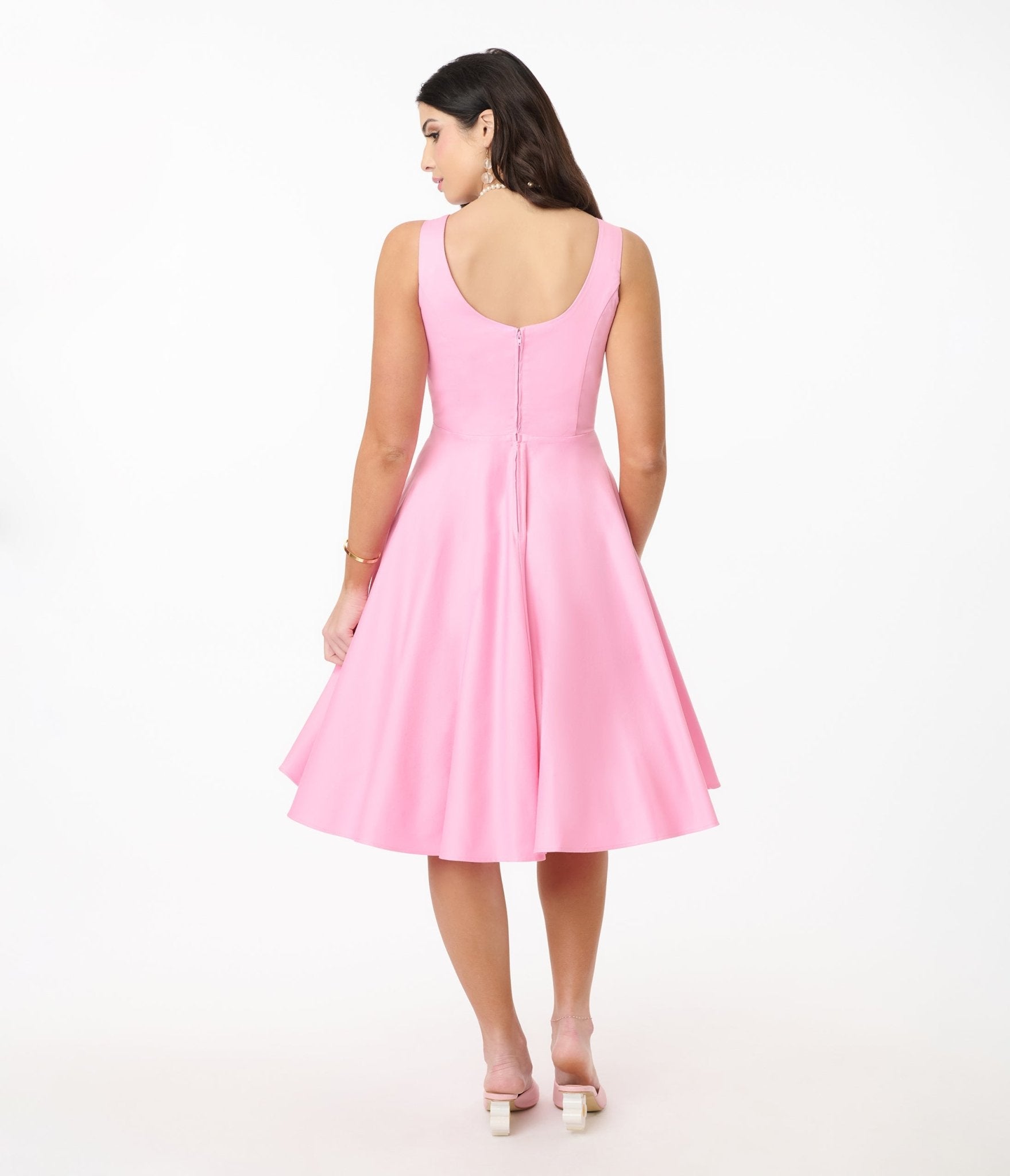 Hell Bunny Pink Heidi Cotton Swing Dress - Unique Vintage - Womens, DRESSES, SWING