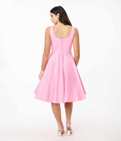 Hell Bunny Pink Heidi Cotton Swing Dress - Unique Vintage - Womens, DRESSES, SWING
