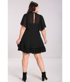 Hell Bunny Plus Size 1940s Style Black Mesh Sleeved Imperia Flare Dress - Unique Vintage - Womens, DRESSES, FIT AND FLARE