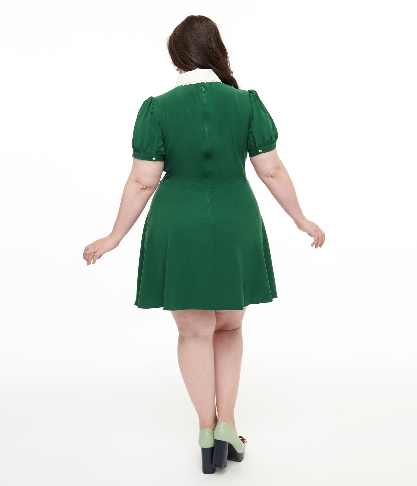 Hell Bunny Plus Size 1950s Green Basil Fox Mini Dress - Unique Vintage - Womens, DRESSES, FIT AND FLARE