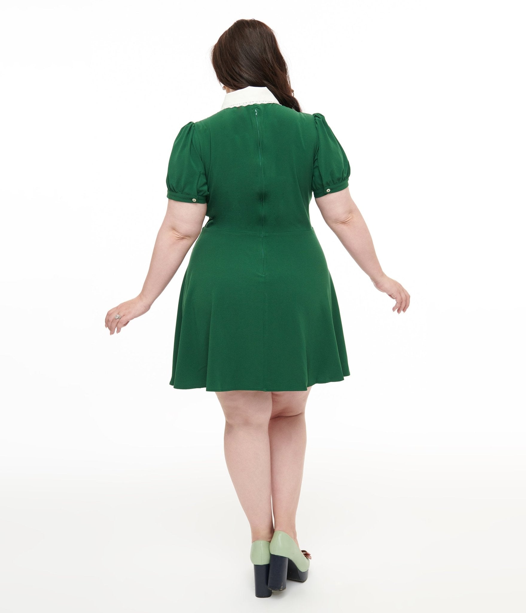 Hell Bunny Plus Size 1950s Green Basil Fox Mini Dress - Unique Vintage - Womens, DRESSES, FIT AND FLARE