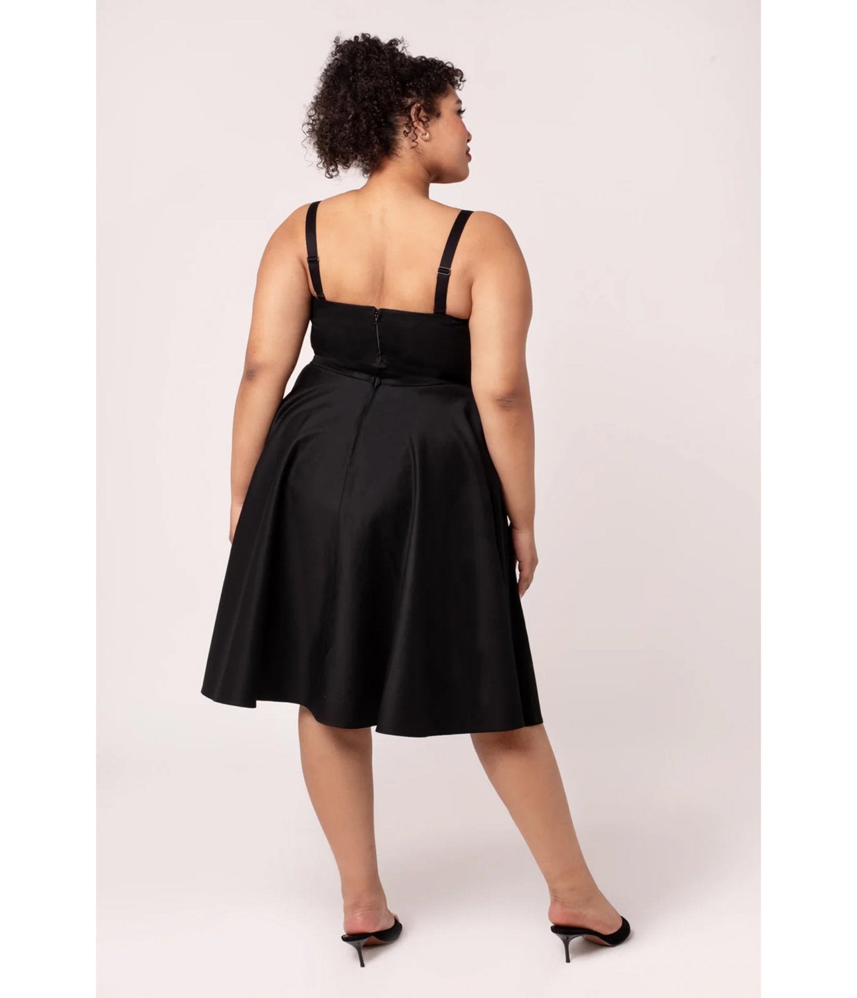 Hell Bunny Plus Size Black Contrast Trim Swing Dress - Unique Vintage - Womens, DRESSES, MIDI