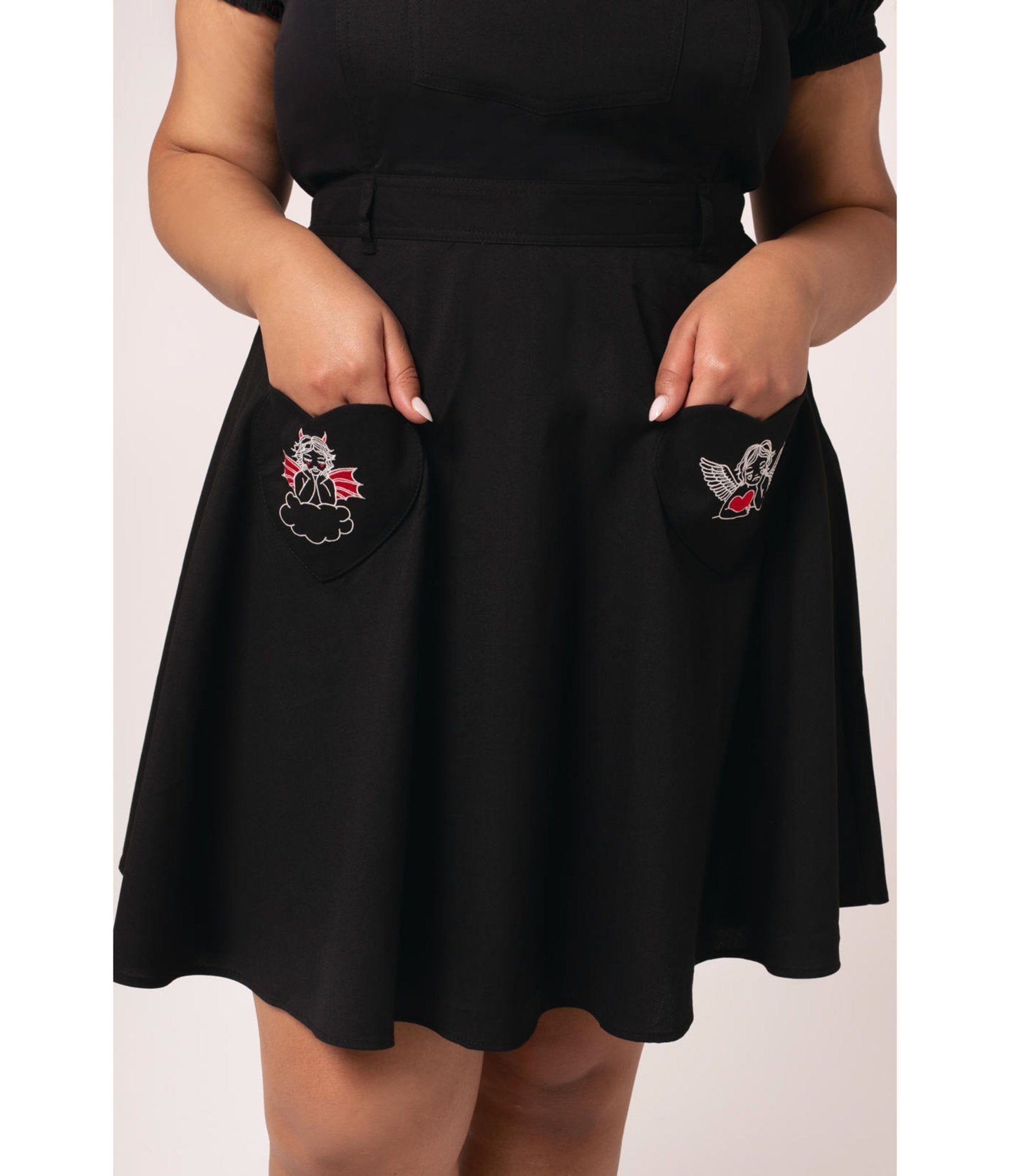 Hell Bunny Plus Size Black Cupid Pinafore Skirt – Unique Vintage