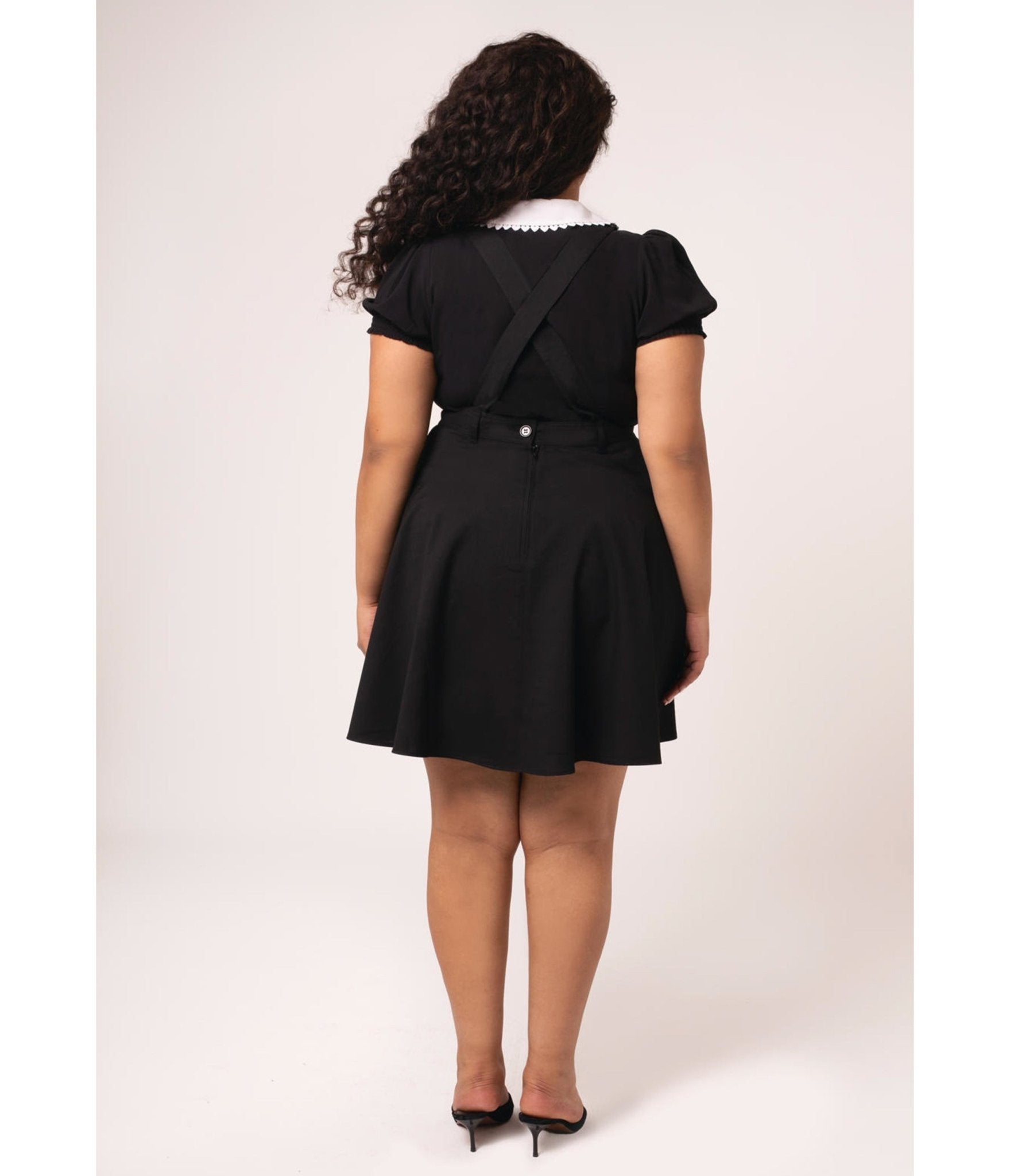 Hell Bunny Plus Size Black Cupid Pinafore Skirt – Unique Vintage