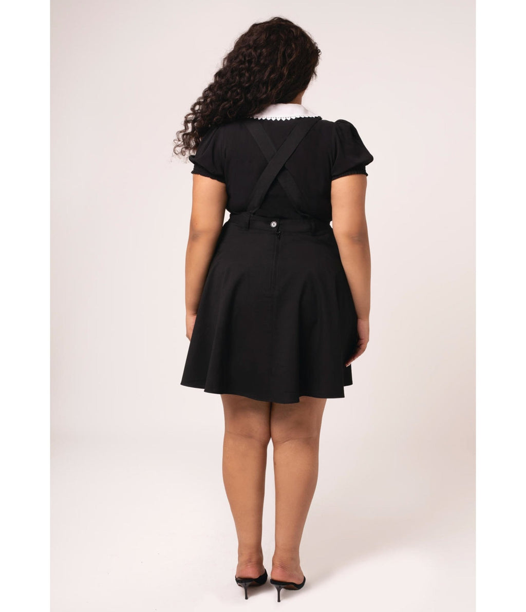 Hell Bunny Plus Size Black Cupid Pinafore Skirt  Unique Vintage