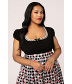 Hell Bunny Plus Size Black Gracie Top - Unique Vintage - Womens, TOPS, KNIT TOPS