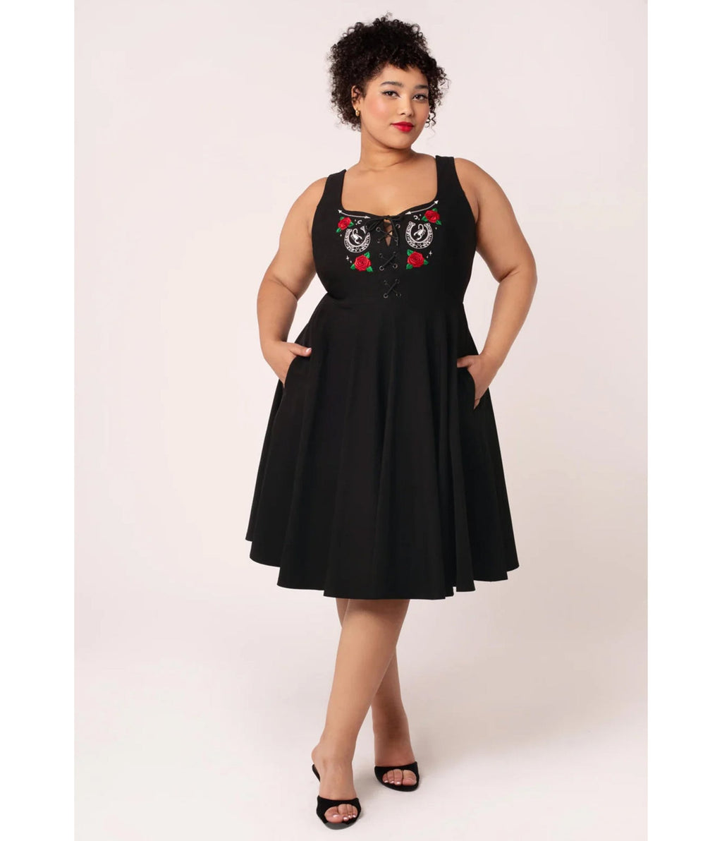 Hell Bunny Plus Size Black Scorpion Western Swing Dress - Unique Vintage - Womens, DRESSES, SWING