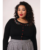 Hell Bunny Plus Size Black Strawberry Francois Cardigan - Unique Vintage - Womens, TOPS, SWEATERS