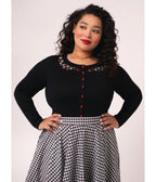 Hell Bunny Plus Size Black Strawberry Francois Cardigan - Unique Vintage - Womens, TOPS, SWEATERS