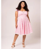 Hell Bunny Plus Size Pink Gingham Swing Dress - Unique Vintage - Womens, DRESSES, SWING