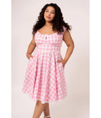 Hell Bunny Plus Size Pink Gingham Swing Dress - Unique Vintage - Womens, DRESSES, SWING