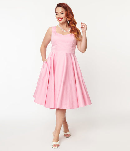 Hell Bunny Plus Size Pink Heidi Swing Dress - Unique Vintage - Womens, DRESSES, SWING