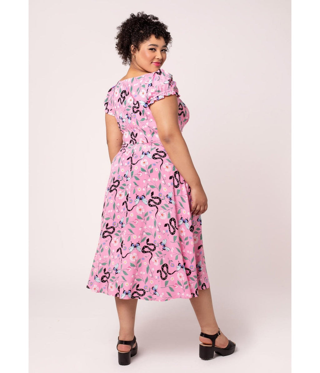 Hell Bunny Plus Size Pink Ma Bohmeme Dress - Unique Vintage - Womens, DRESSES, SWING